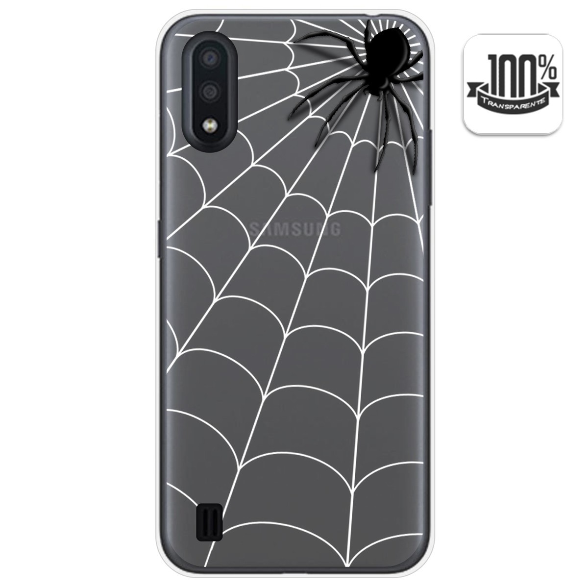 Funda Gel Transparente para Samsung Galaxy A01 diseño Araña Dibujos