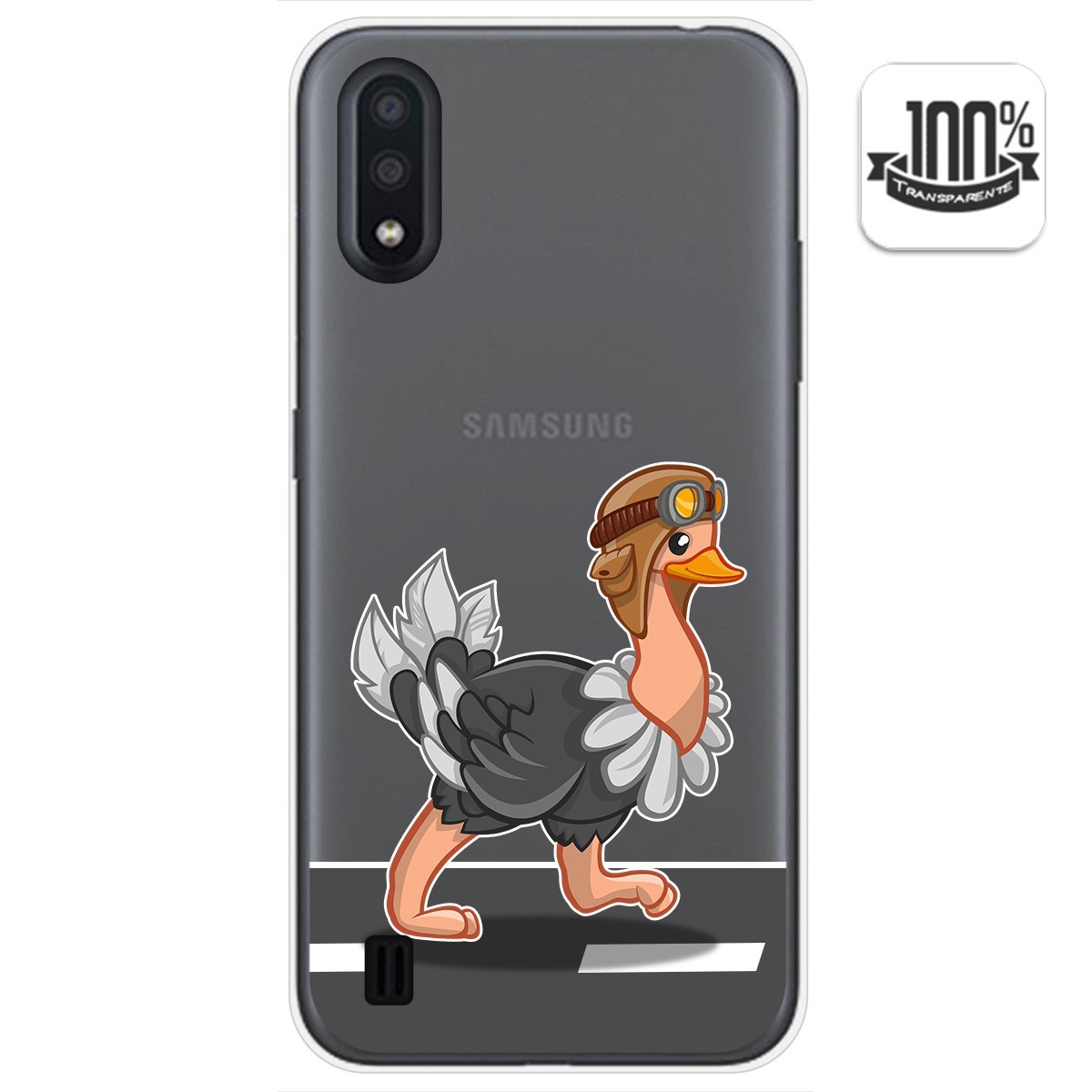 Funda Gel Transparente para Samsung Galaxy A01 diseño Avestruz Dibujos