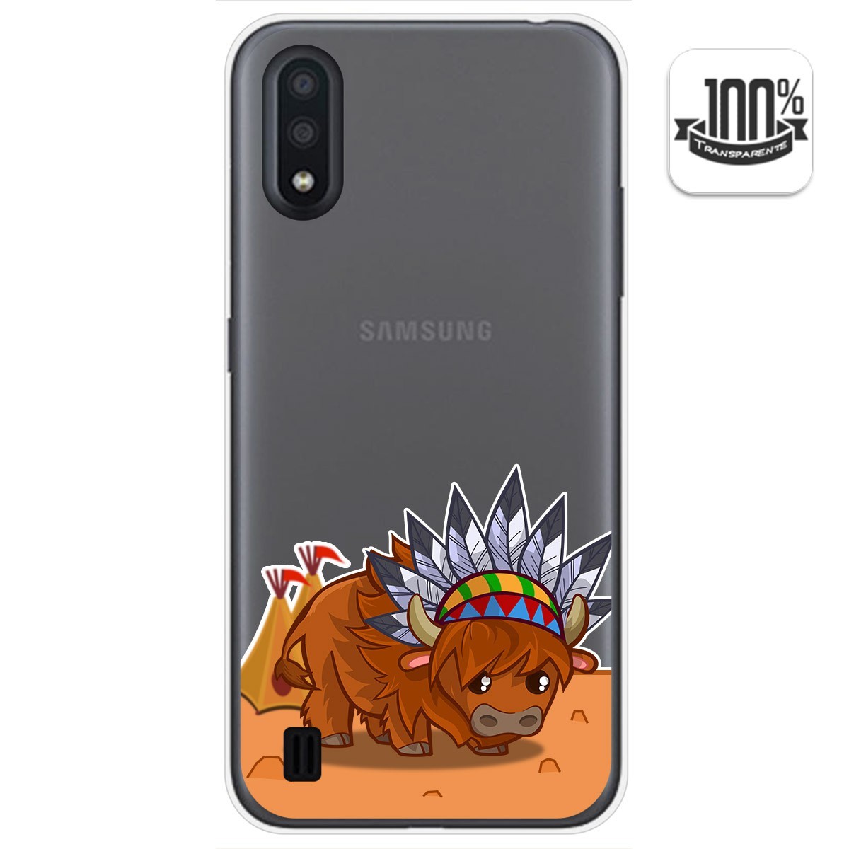 Funda Gel Transparente para Samsung Galaxy A01 diseño Bufalo Dibujos