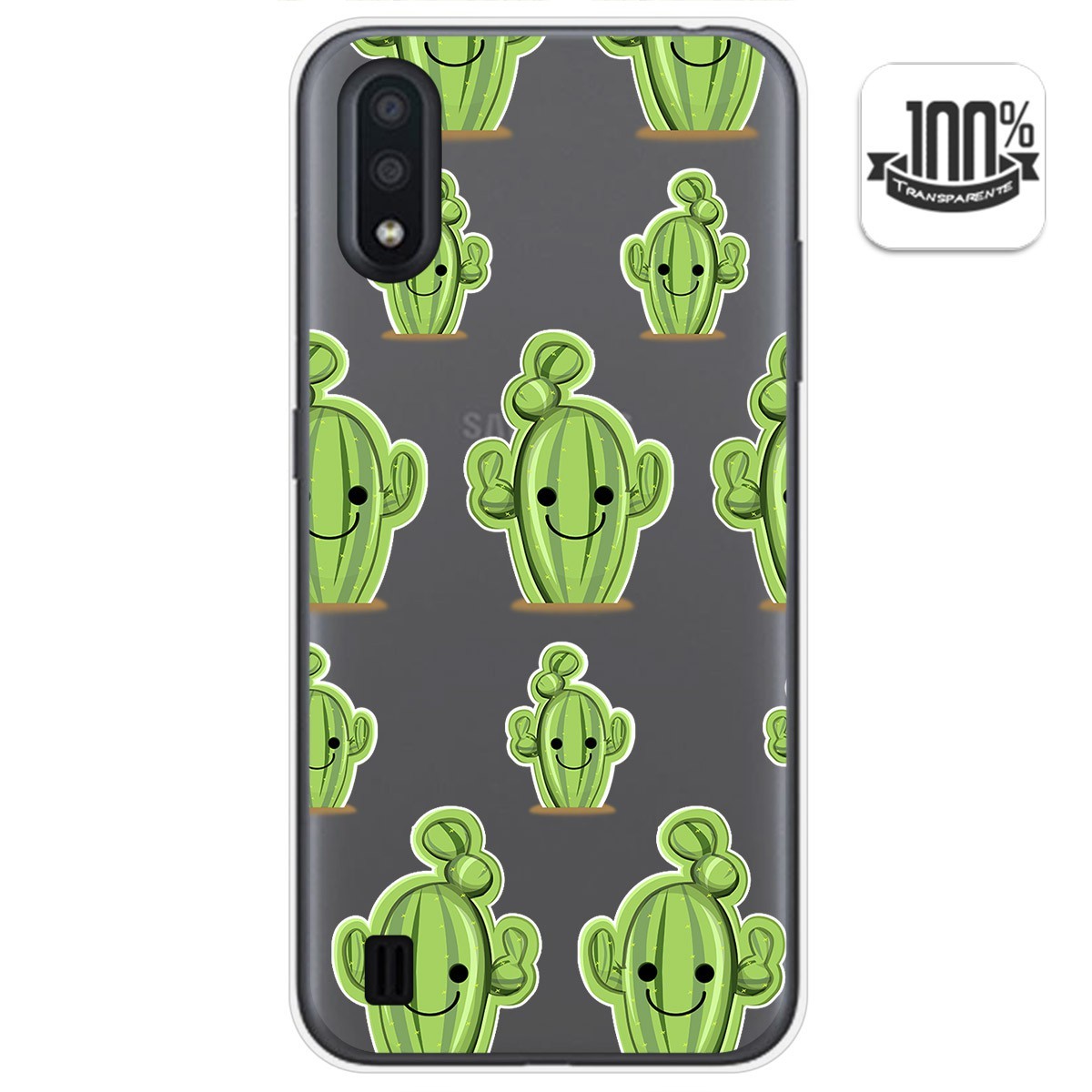 Funda Gel Transparente para Samsung Galaxy A01 diseño Cactus Dibujos