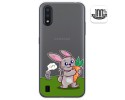 Funda Gel Transparente para Samsung Galaxy A01 diseño Conejo Dibujos