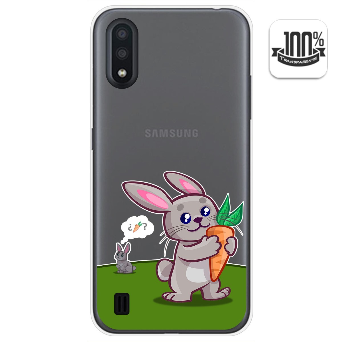 Funda Gel Transparente para Samsung Galaxy A01 diseño Conejo Dibujos