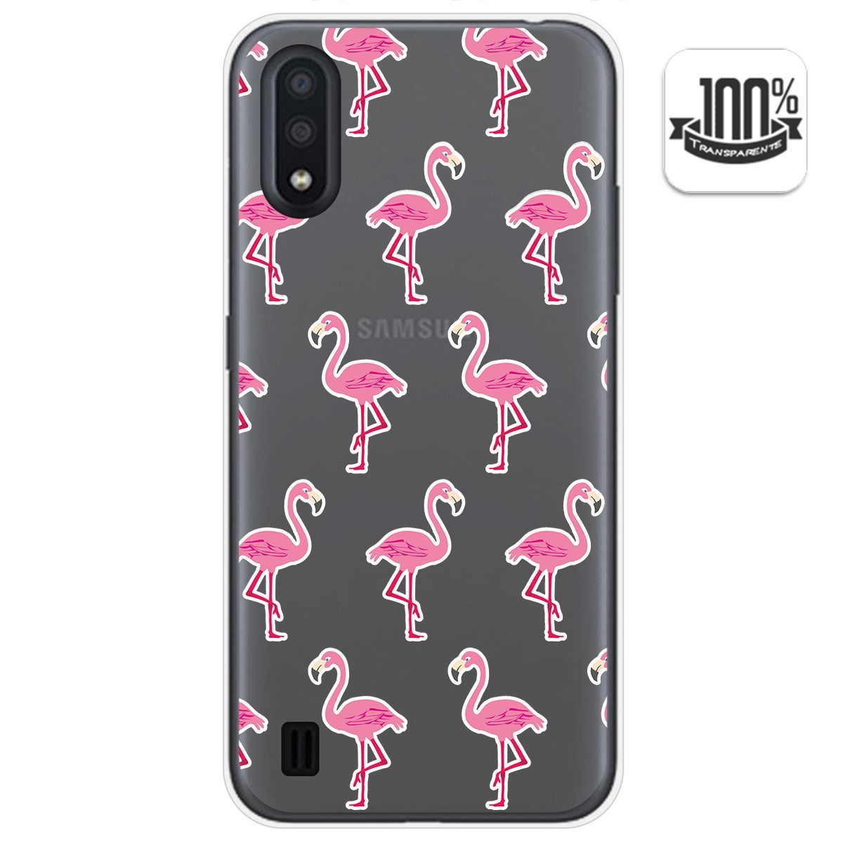 Funda Gel Transparente para Samsung Galaxy A01 diseño Flamenco Dibujos