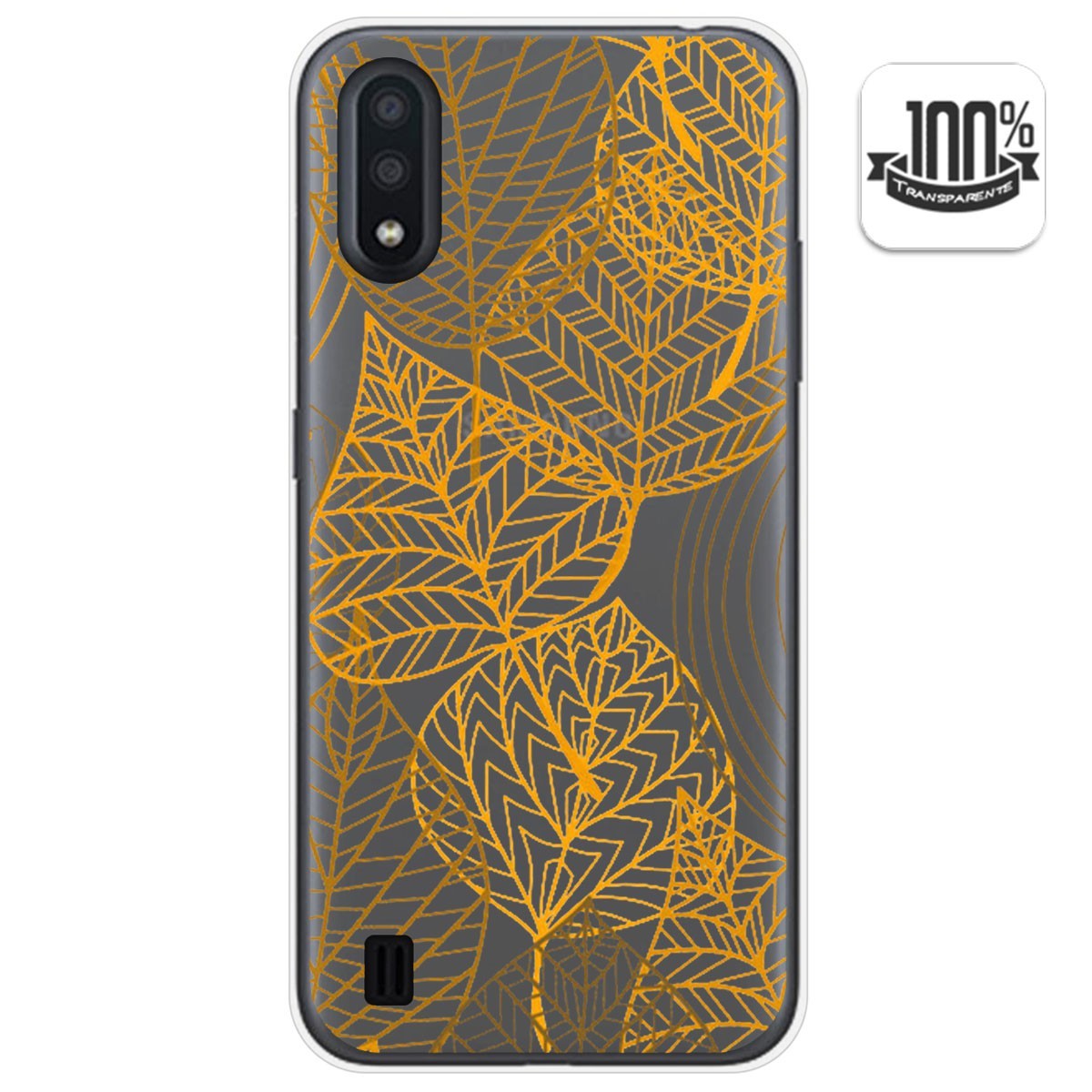 Funda Gel Transparente para Samsung Galaxy A01 diseño Hojas Dibujos