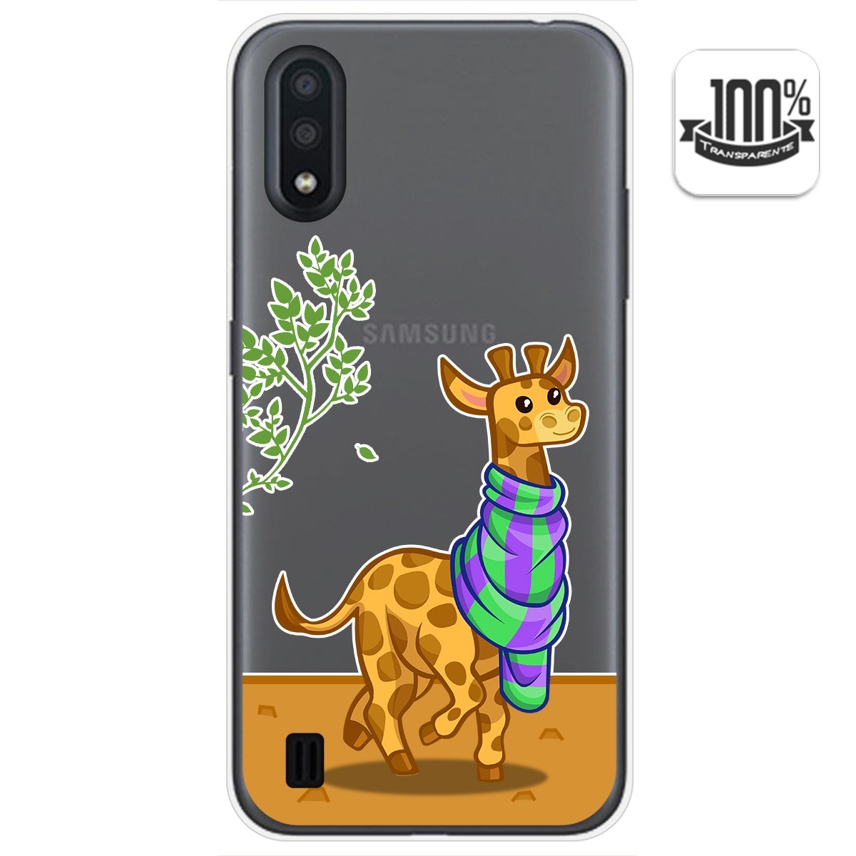 Funda Gel Transparente para Samsung Galaxy A01 diseño Jirafa Dibujos