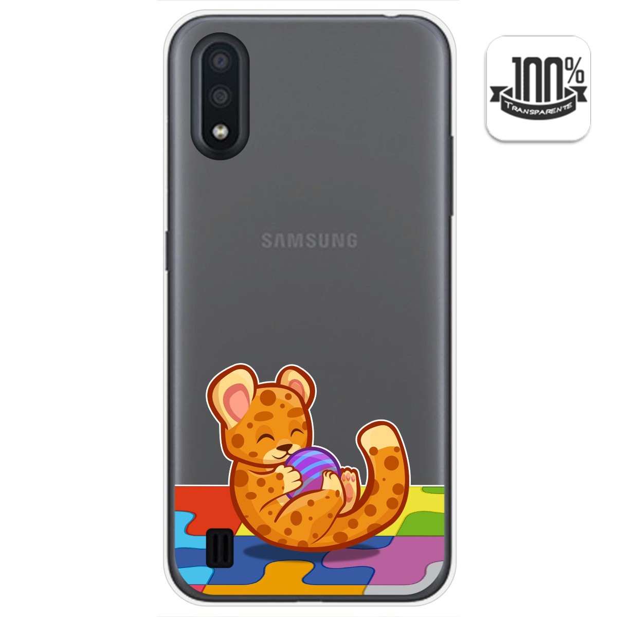 Funda Gel Transparente para Samsung Galaxy A01 diseño Leopardo Dibujos