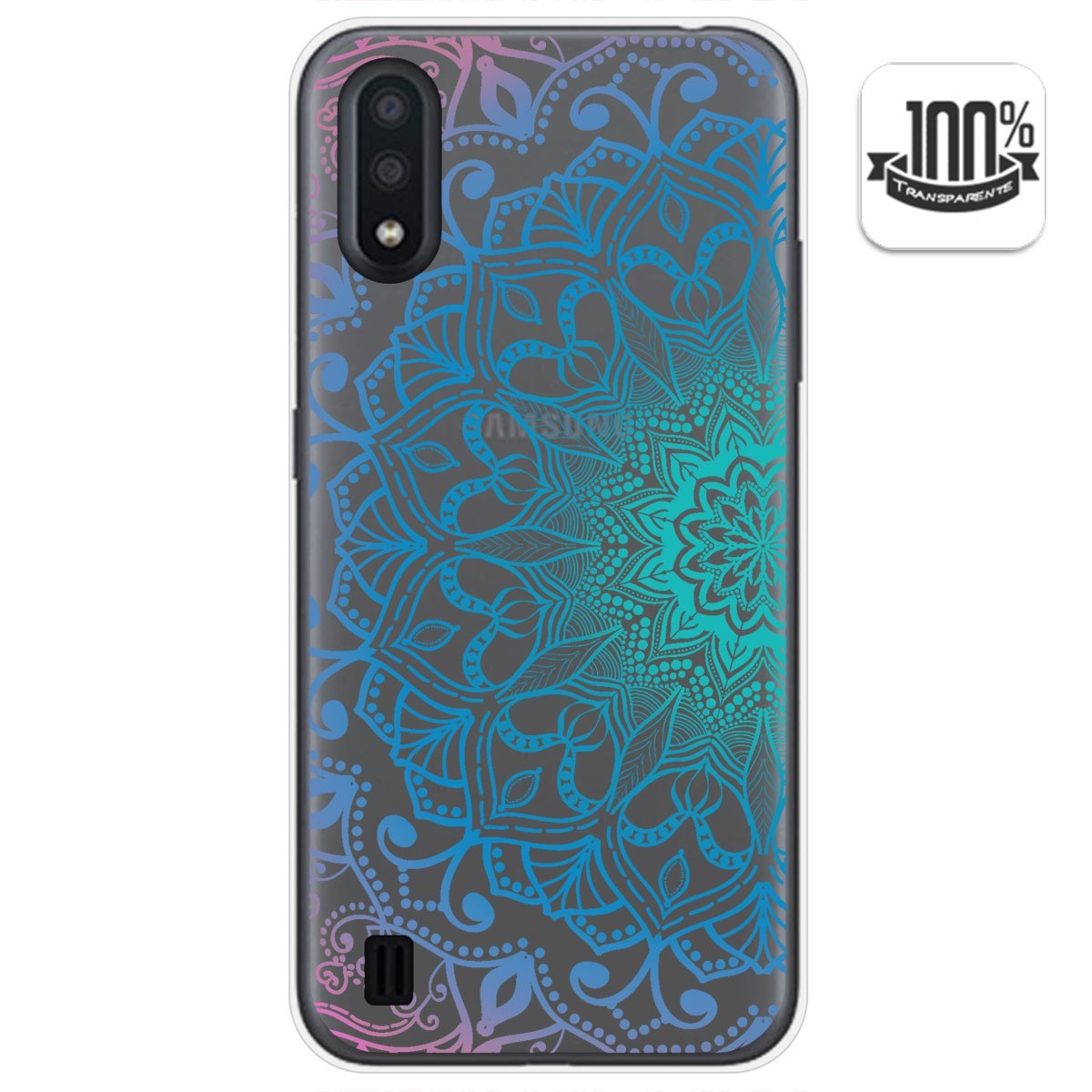 Funda Gel Transparente para Samsung Galaxy A01 diseño Mandala Dibujos