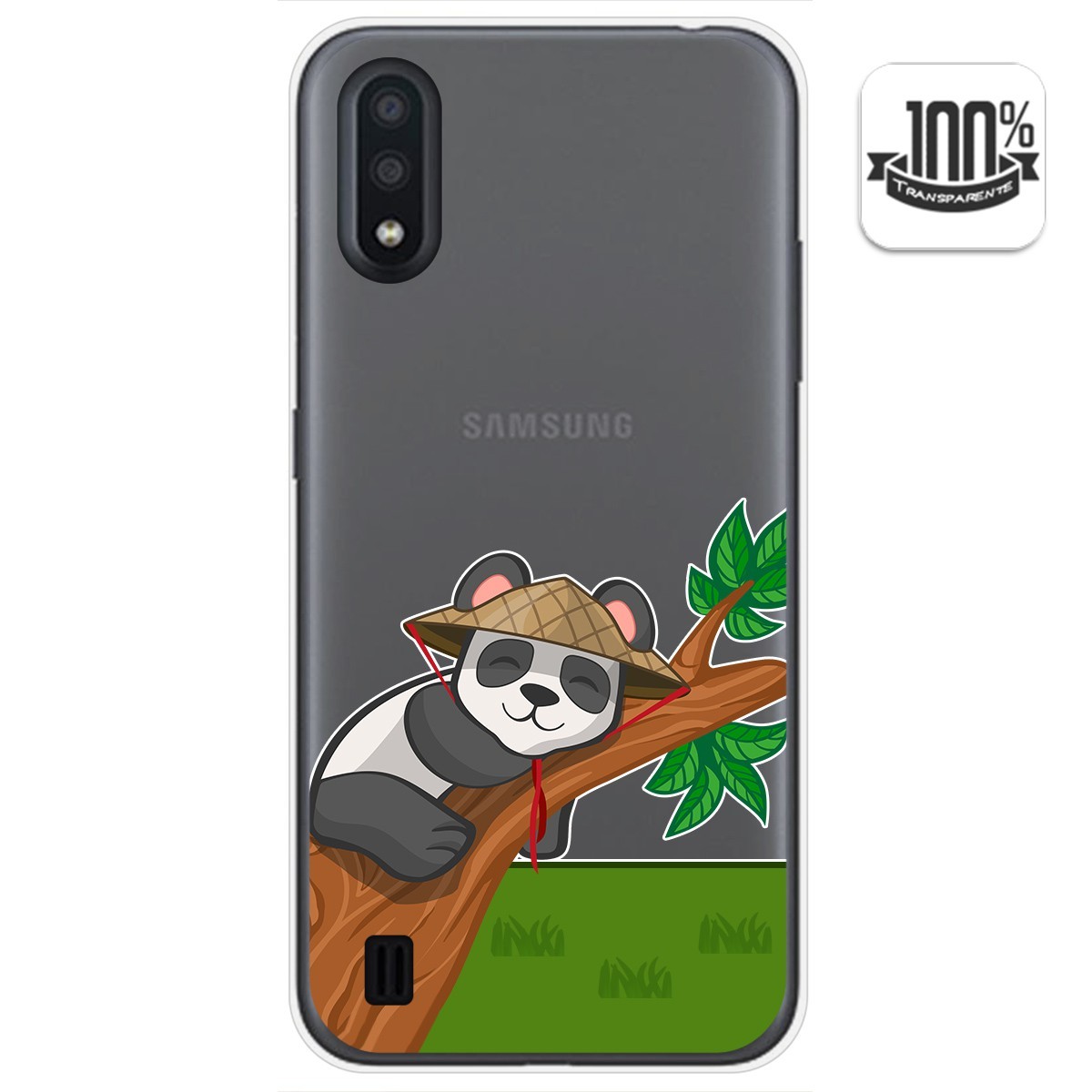 Funda Gel Transparente para Samsung Galaxy A01 diseño Panda Dibujos