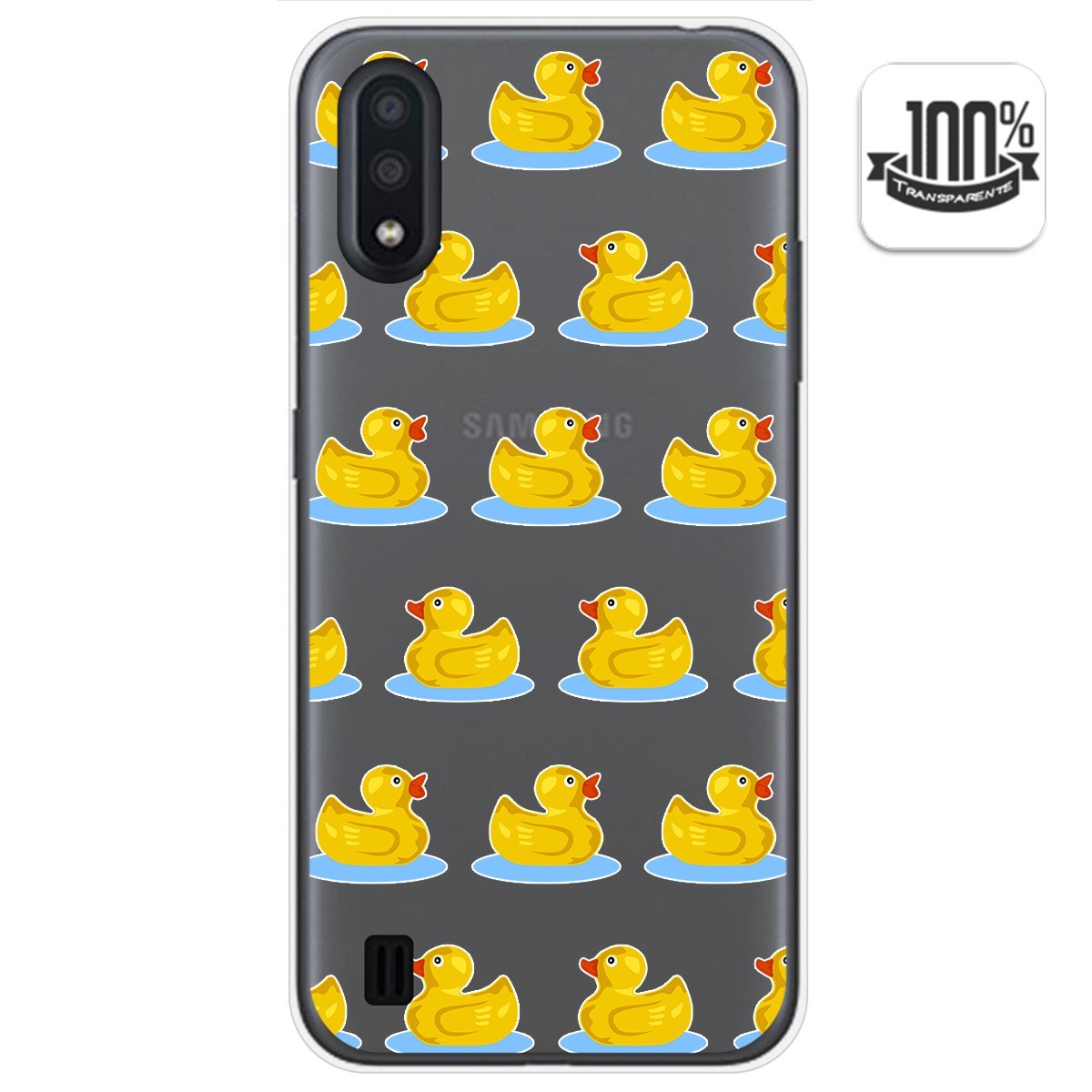 Funda Gel Transparente para Samsung Galaxy A01 diseño Pato Dibujos