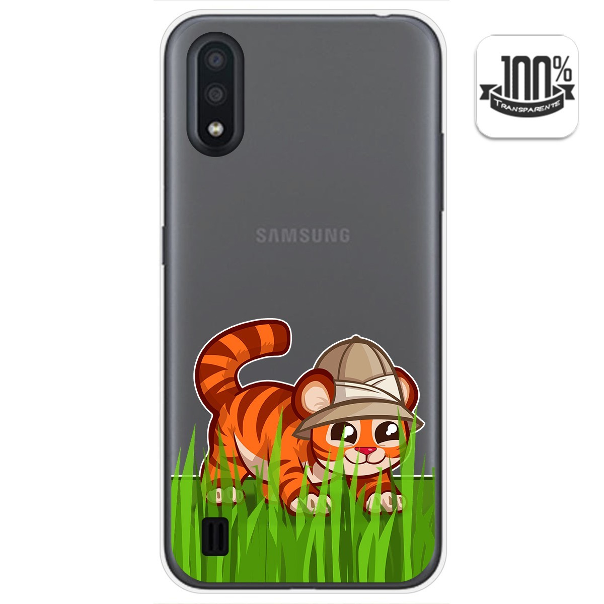 Funda Gel Transparente para Samsung Galaxy A01 diseño Tigre Dibujos