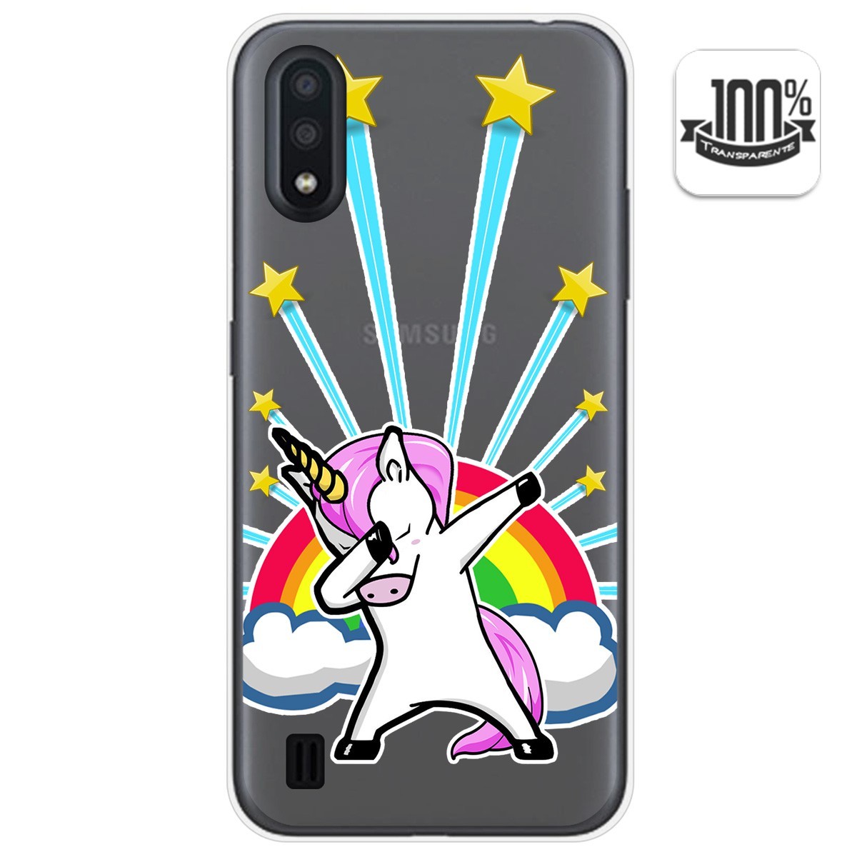 Funda Gel Transparente para Samsung Galaxy A01 diseño Unicornio Dibujos