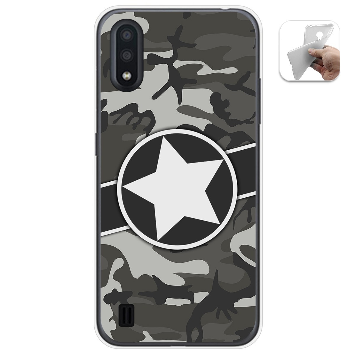 Funda Gel Tpu para Samsung Galaxy A01 diseño Camuflaje 02 Dibujos