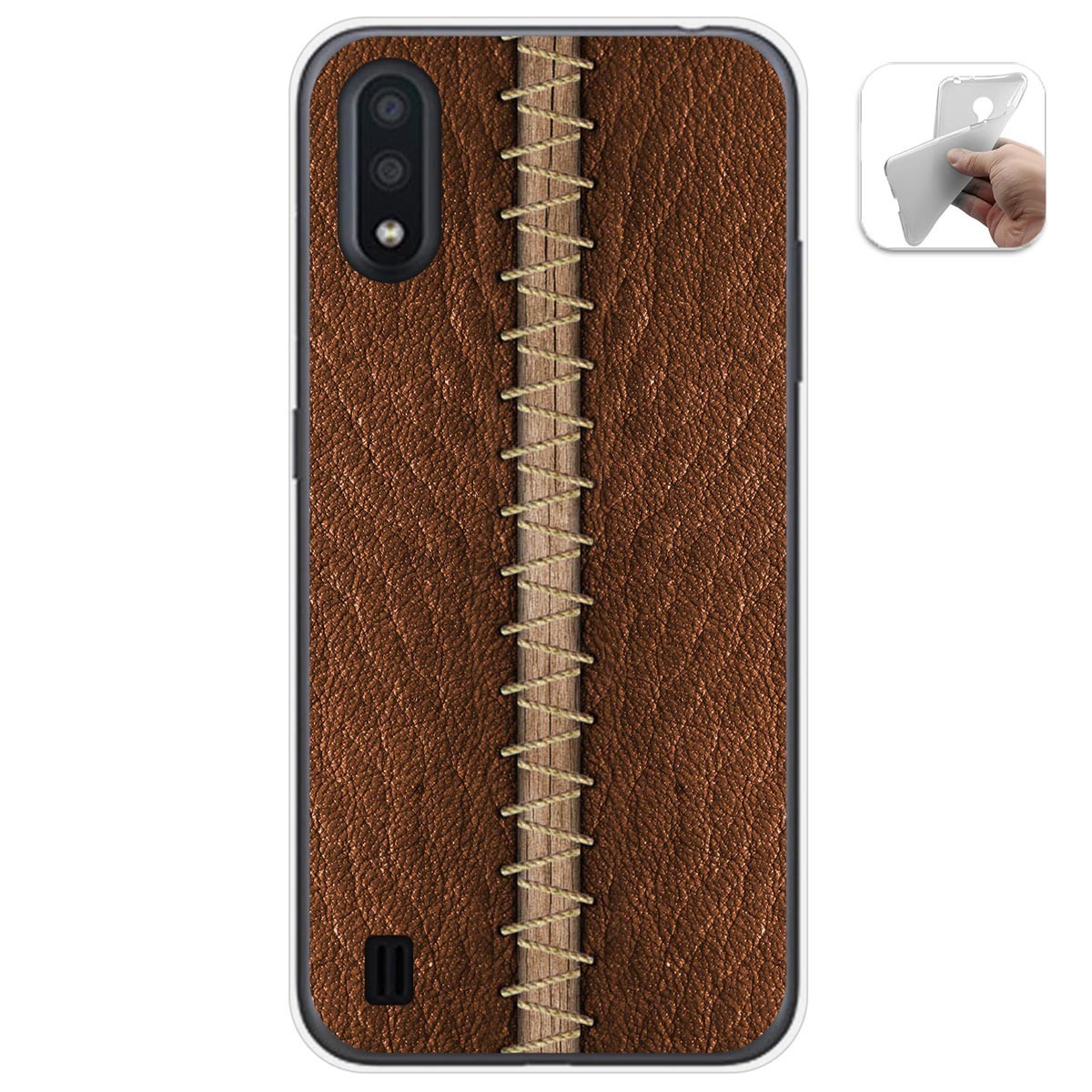 Funda Gel Tpu para Samsung Galaxy A01 diseño Cuero 01 Dibujos