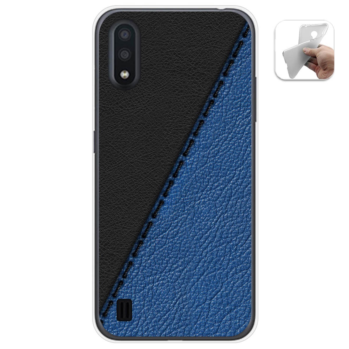 Funda Gel Tpu para Samsung Galaxy A01 diseño Cuero 02 Dibujos