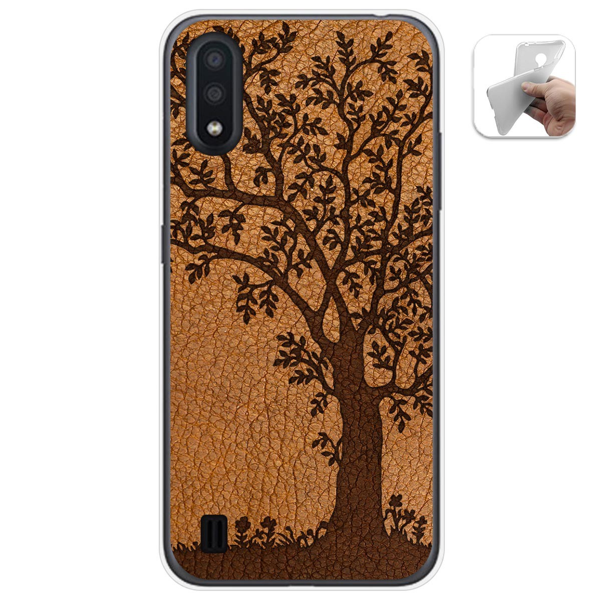 Funda Gel Tpu para Samsung Galaxy A01 diseño Cuero 03 Dibujos