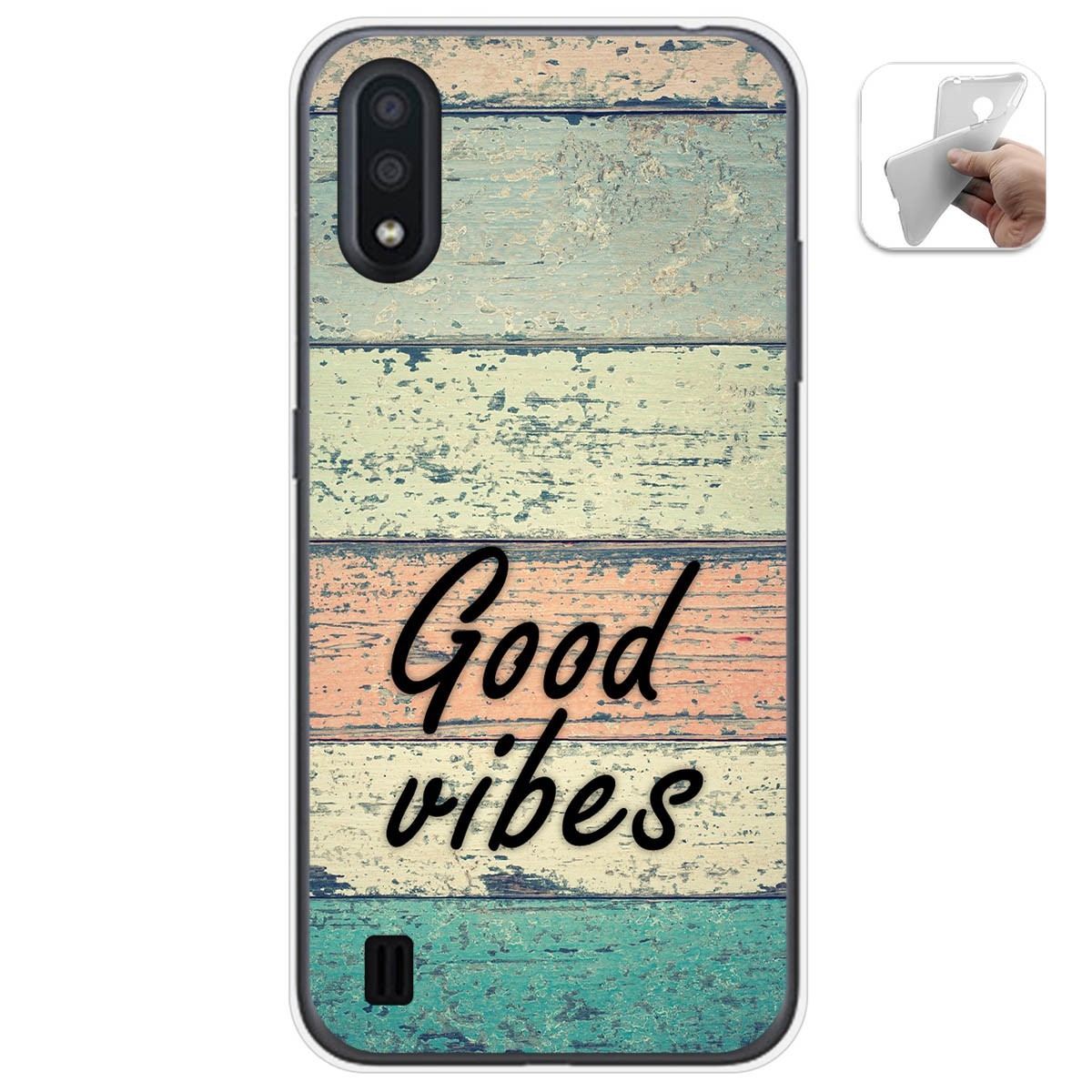 Funda Gel Tpu para Samsung Galaxy A01 diseño Madera 01 Dibujos