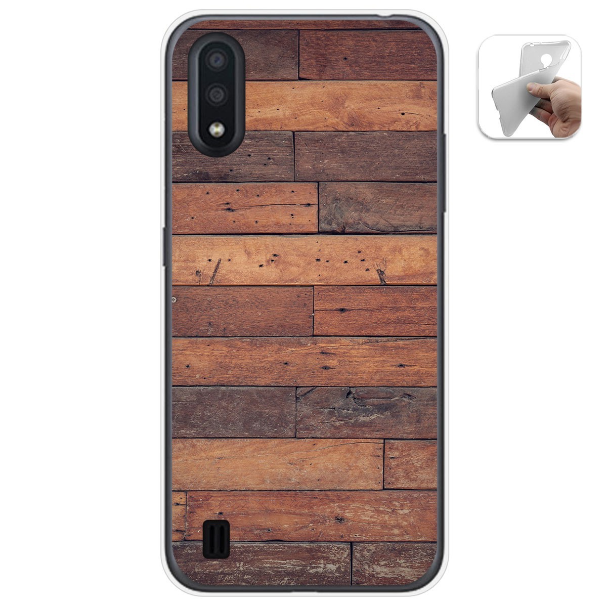 Funda Gel Tpu para Samsung Galaxy A01 diseño Madera 03 Dibujos