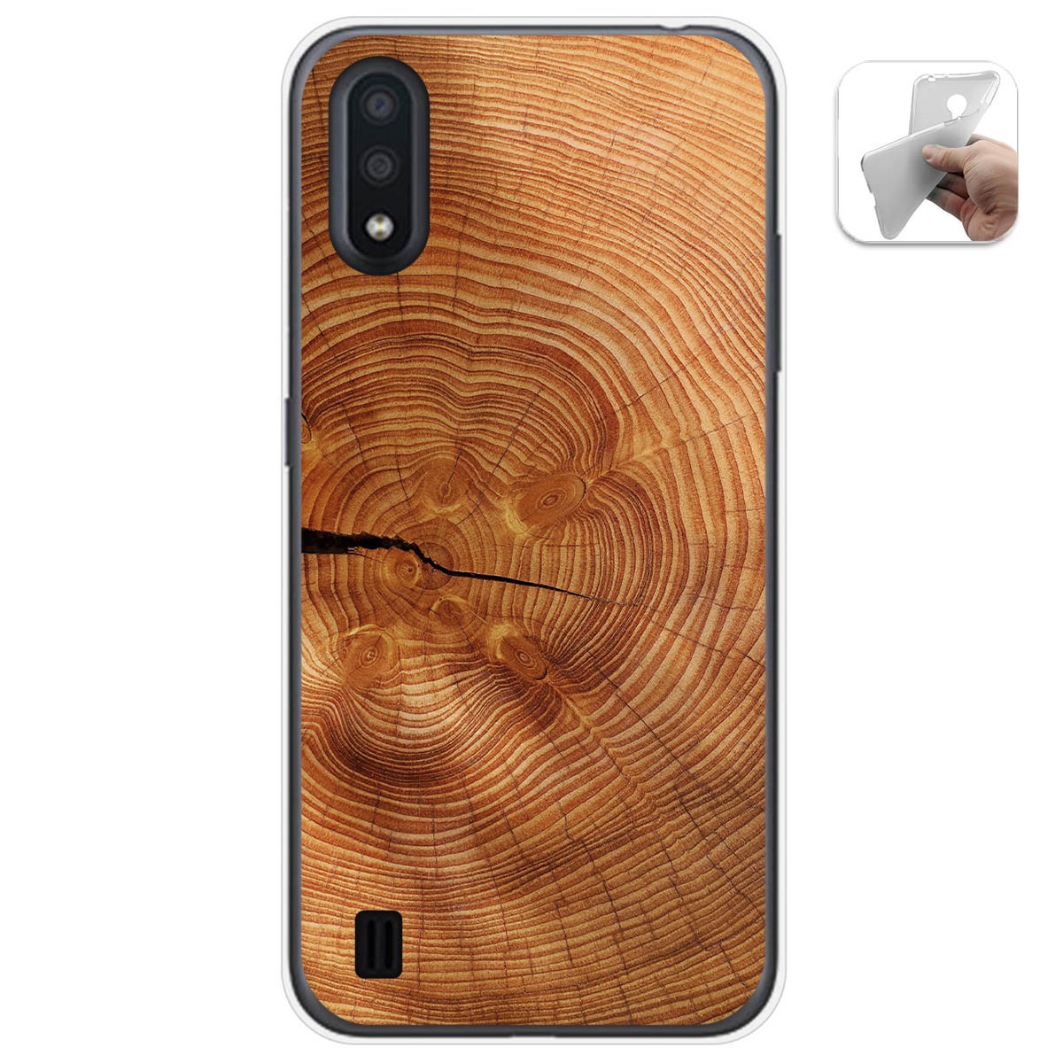 Funda Gel Tpu para Samsung Galaxy A01 diseño Madera 04 Dibujos