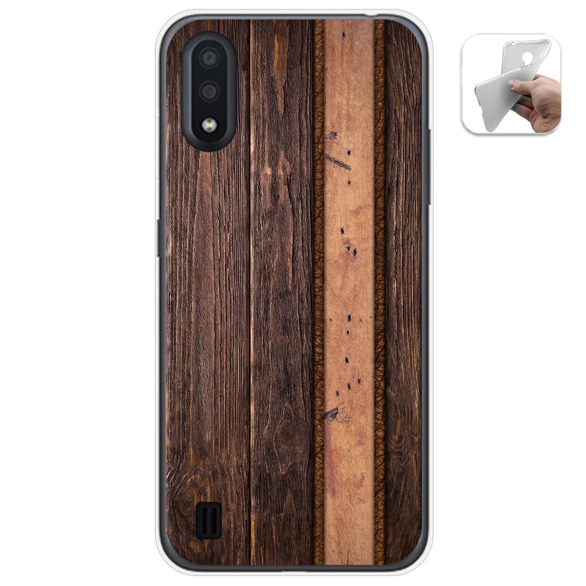 Funda Gel Tpu para Samsung Galaxy A01 diseño Madera 05 Dibujos