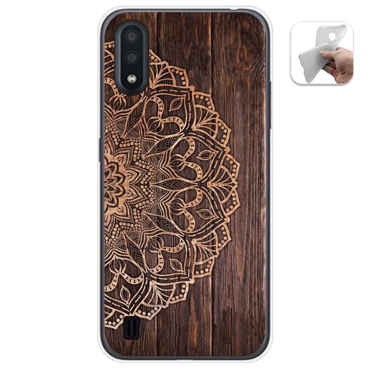 Funda Gel Tpu para Samsung Galaxy A01 diseño Madera 06 Dibujos