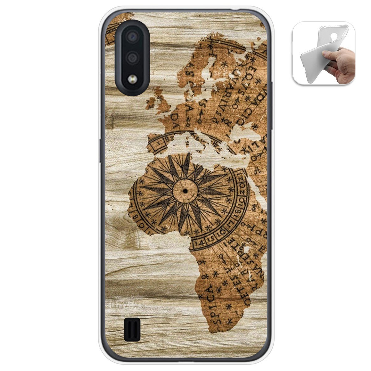 Funda Gel Tpu para Samsung Galaxy A01 diseño Madera 07 Dibujos