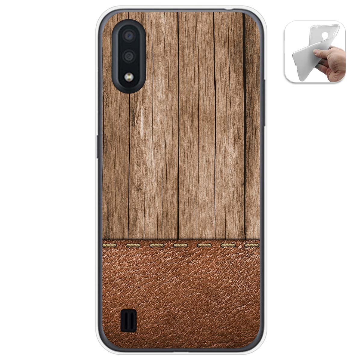 Funda Gel Tpu para Samsung Galaxy A01 diseño Madera 09 Dibujos