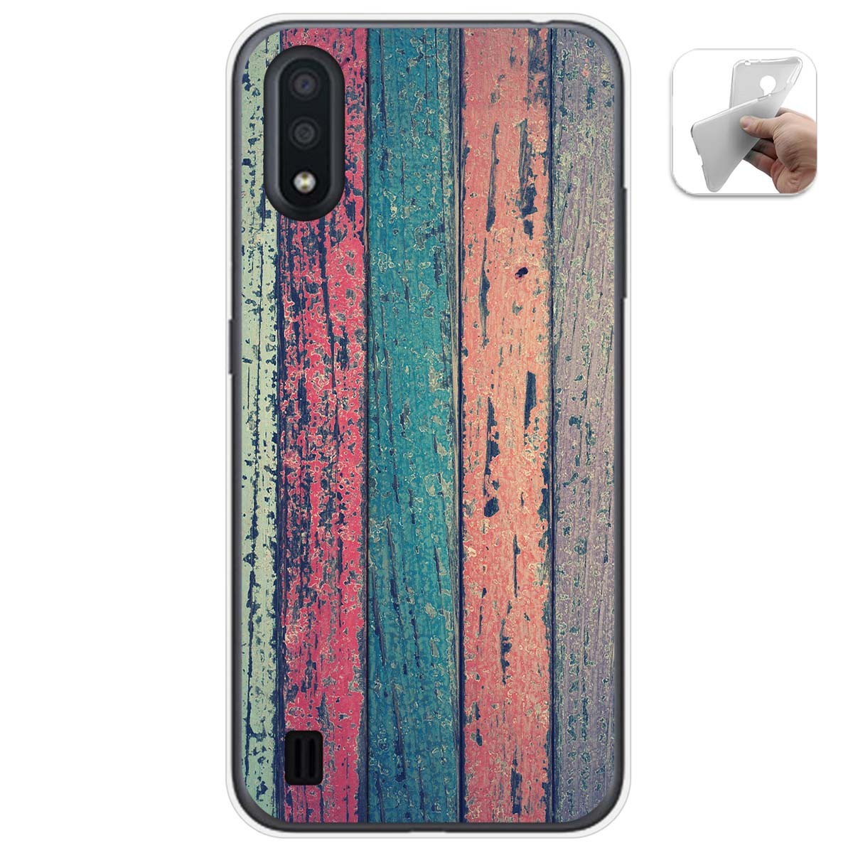 Funda Gel Tpu para Samsung Galaxy A01 diseño Madera 10 Dibujos
