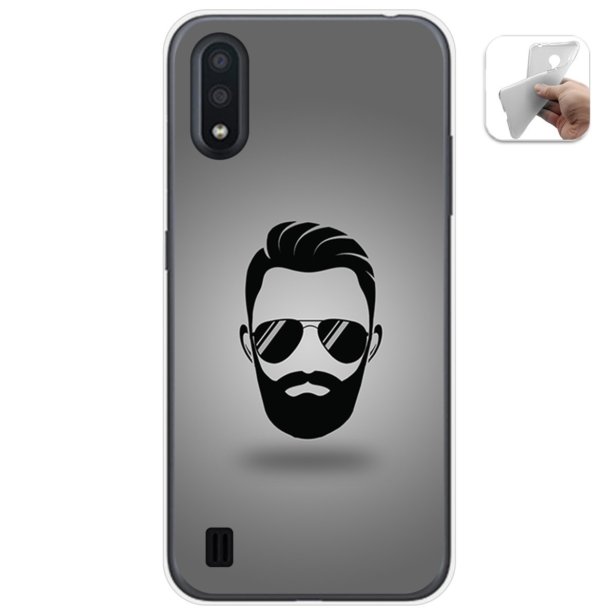 Funda Gel Tpu para Samsung Galaxy A01 diseño Barba Dibujos