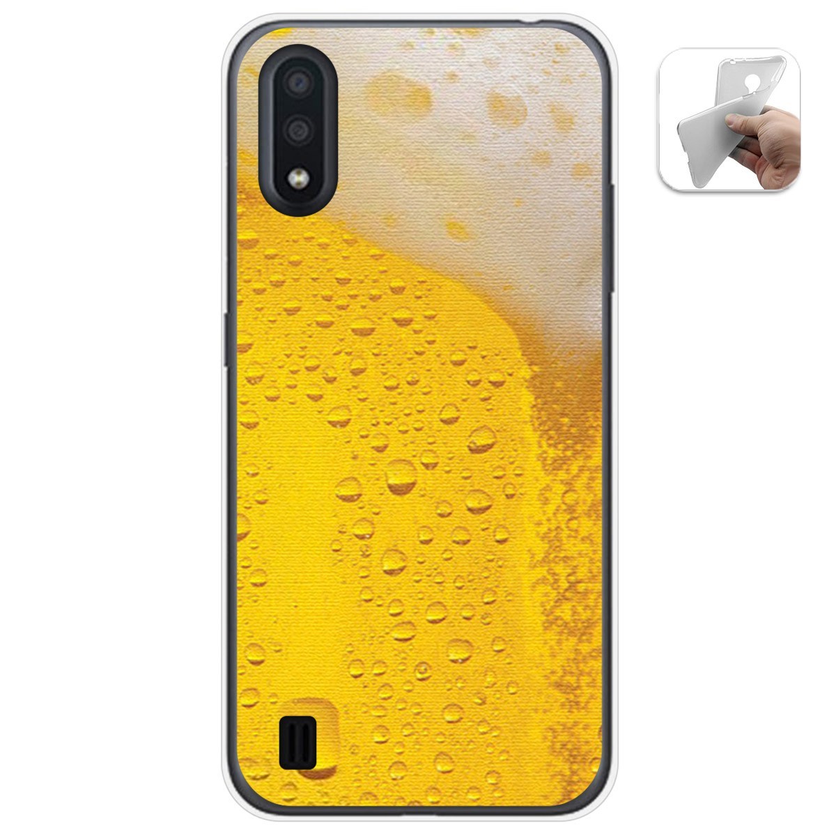 Funda Gel Tpu para Samsung Galaxy A01 diseño Cerveza Dibujos