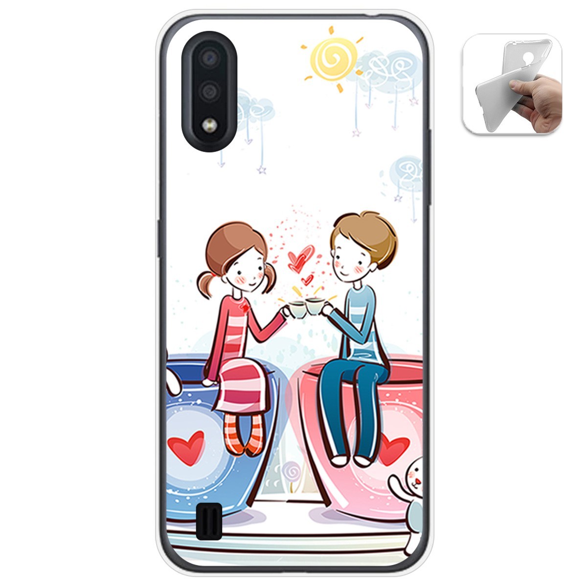 Funda Gel Tpu para Samsung Galaxy A01 diseño Café Dibujos