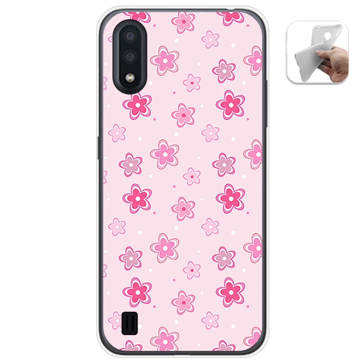 Funda Gel Tpu para Samsung Galaxy A01 diseño Flores Dibujos