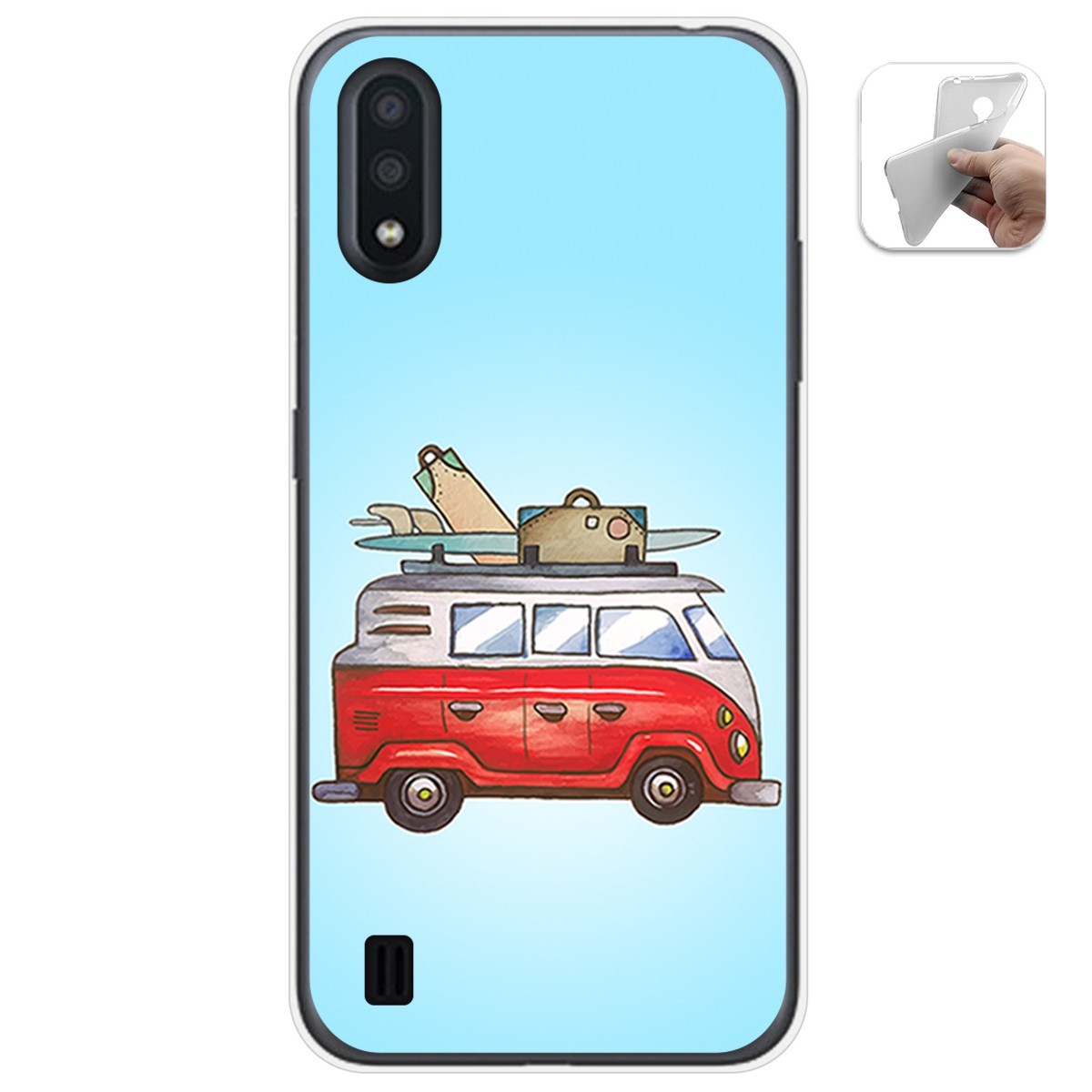 Funda Gel Tpu para Samsung Galaxy A01 diseño Furgoneta Dibujos