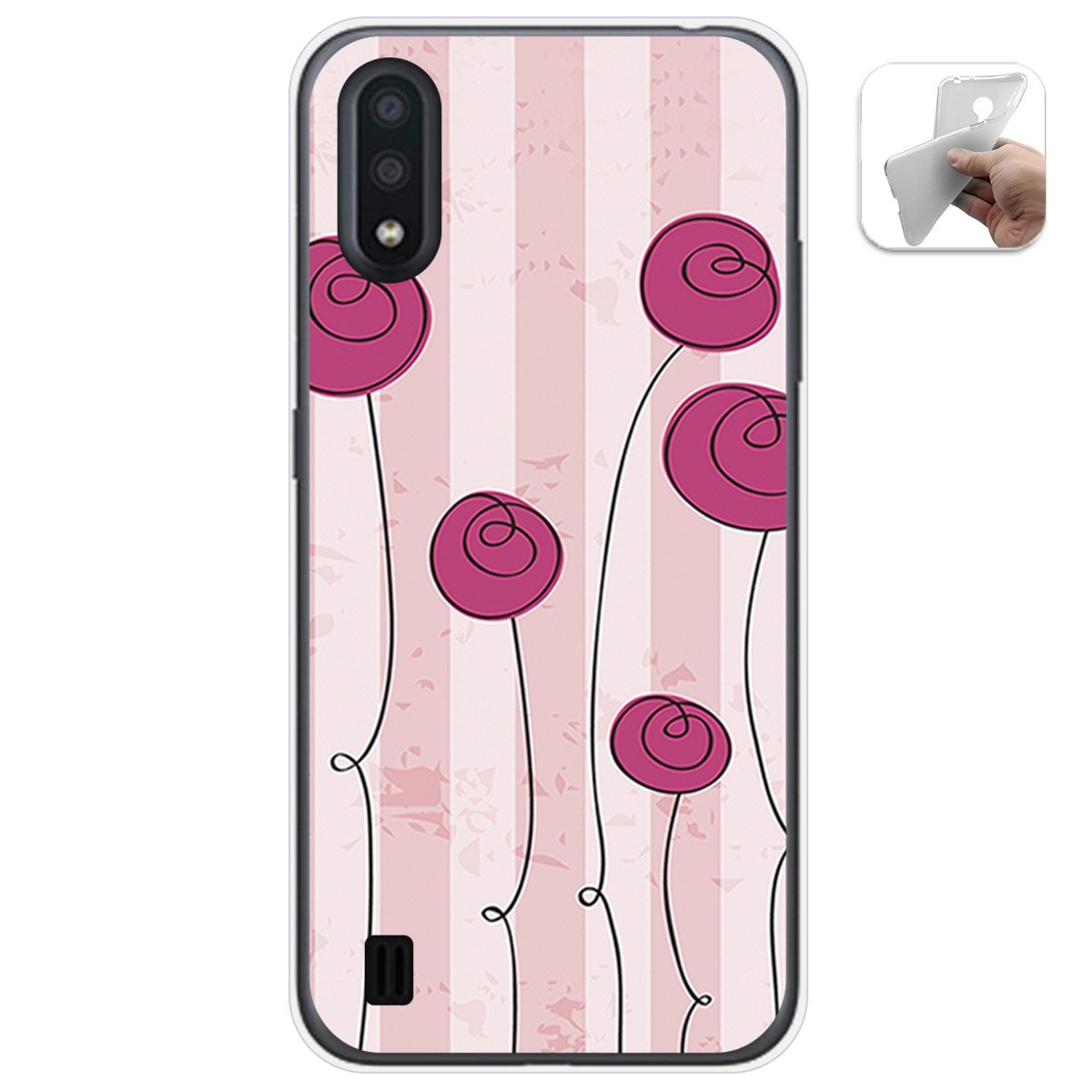 Funda Gel Tpu para Samsung Galaxy A01 diseño Flores Vintage Dibujos