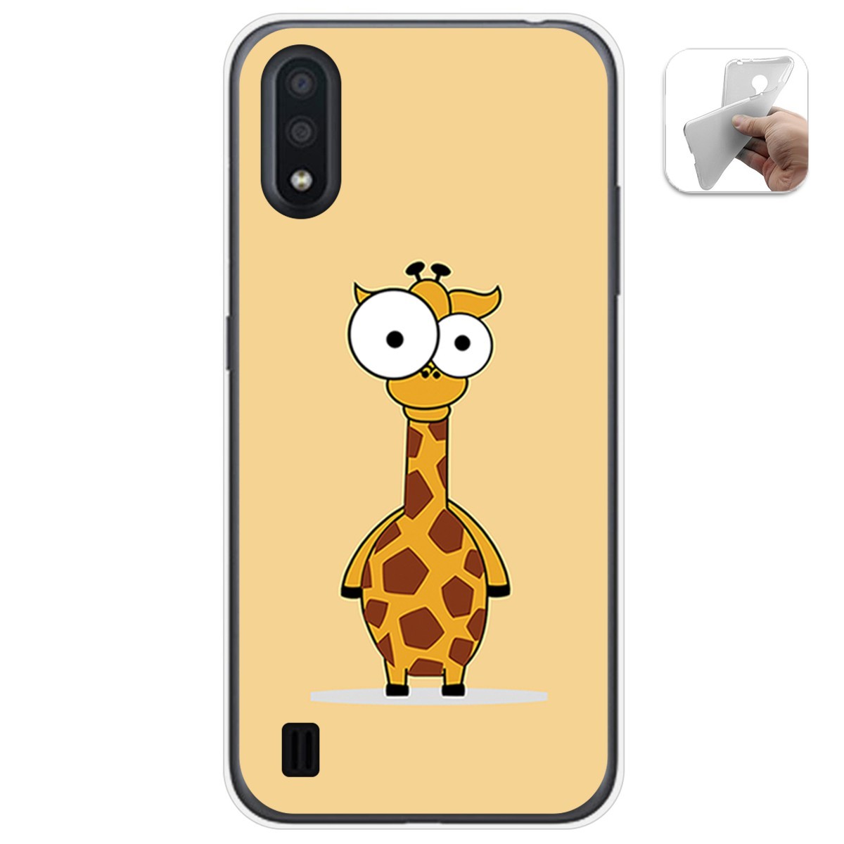 Funda Gel Tpu para Samsung Galaxy A01 diseño Jirafa Dibujos