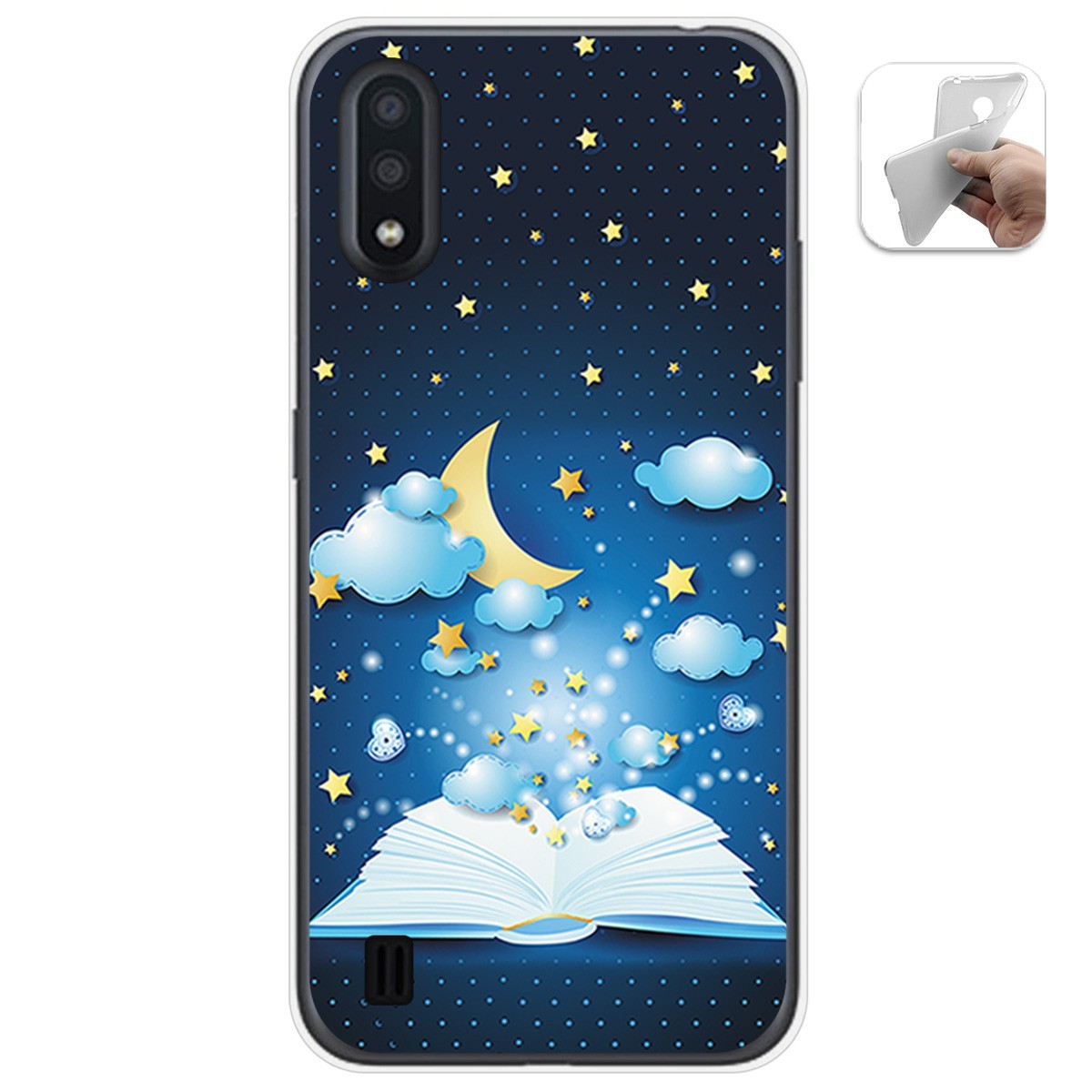 Funda Gel Tpu para Samsung Galaxy A01 diseño Libro Cuentos Dibujos