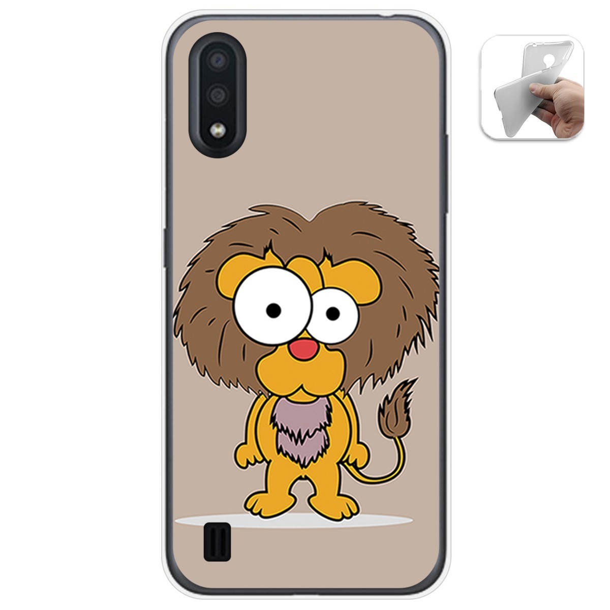 Funda Gel Tpu para Samsung Galaxy A01 diseño Leon Dibujos