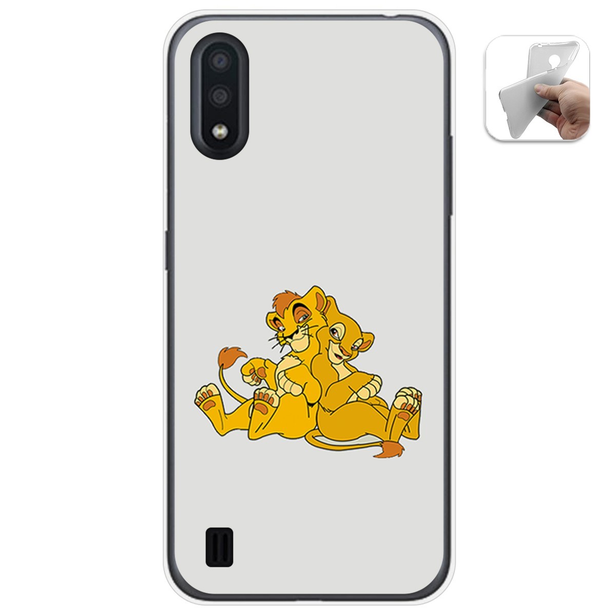Funda Gel Tpu para Samsung Galaxy A01 diseño Leones Dibujos