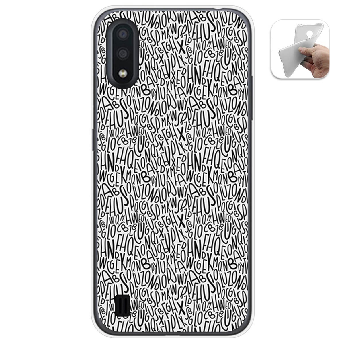 Funda Gel Tpu para Samsung Galaxy A01 diseño Letras Dibujos