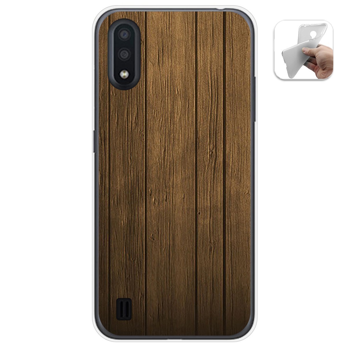 Funda Gel Tpu para Samsung Galaxy A01 diseño Madera Dibujos