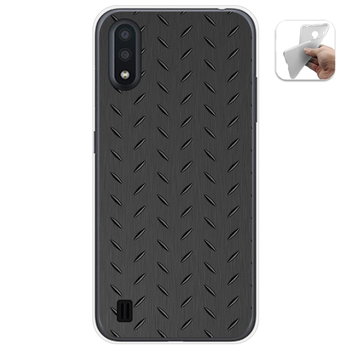 Funda Gel Tpu para Samsung Galaxy A01 diseño Metal Dibujos