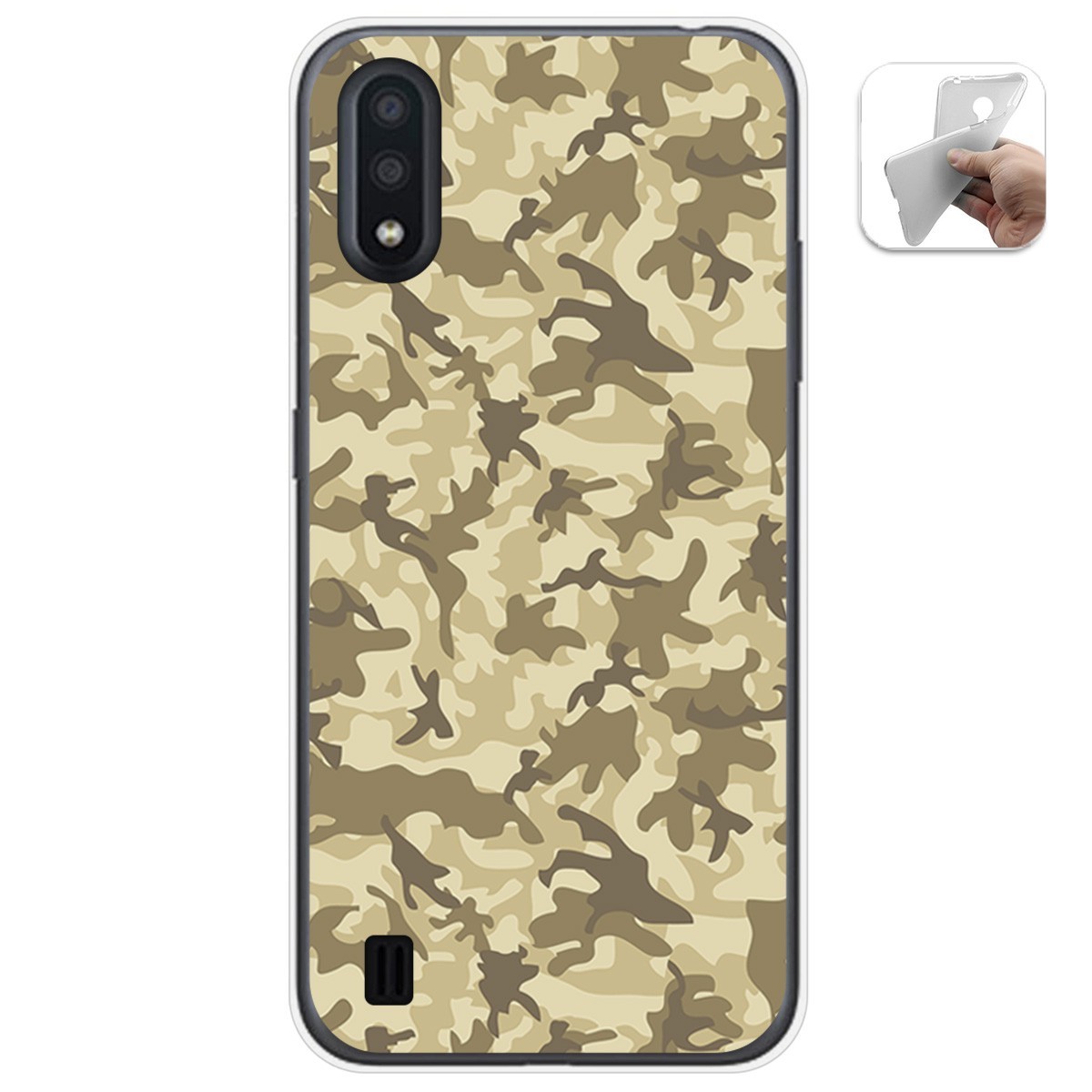 Funda Gel Tpu para Samsung Galaxy A01 diseño Sand Camuflaje Dibujos