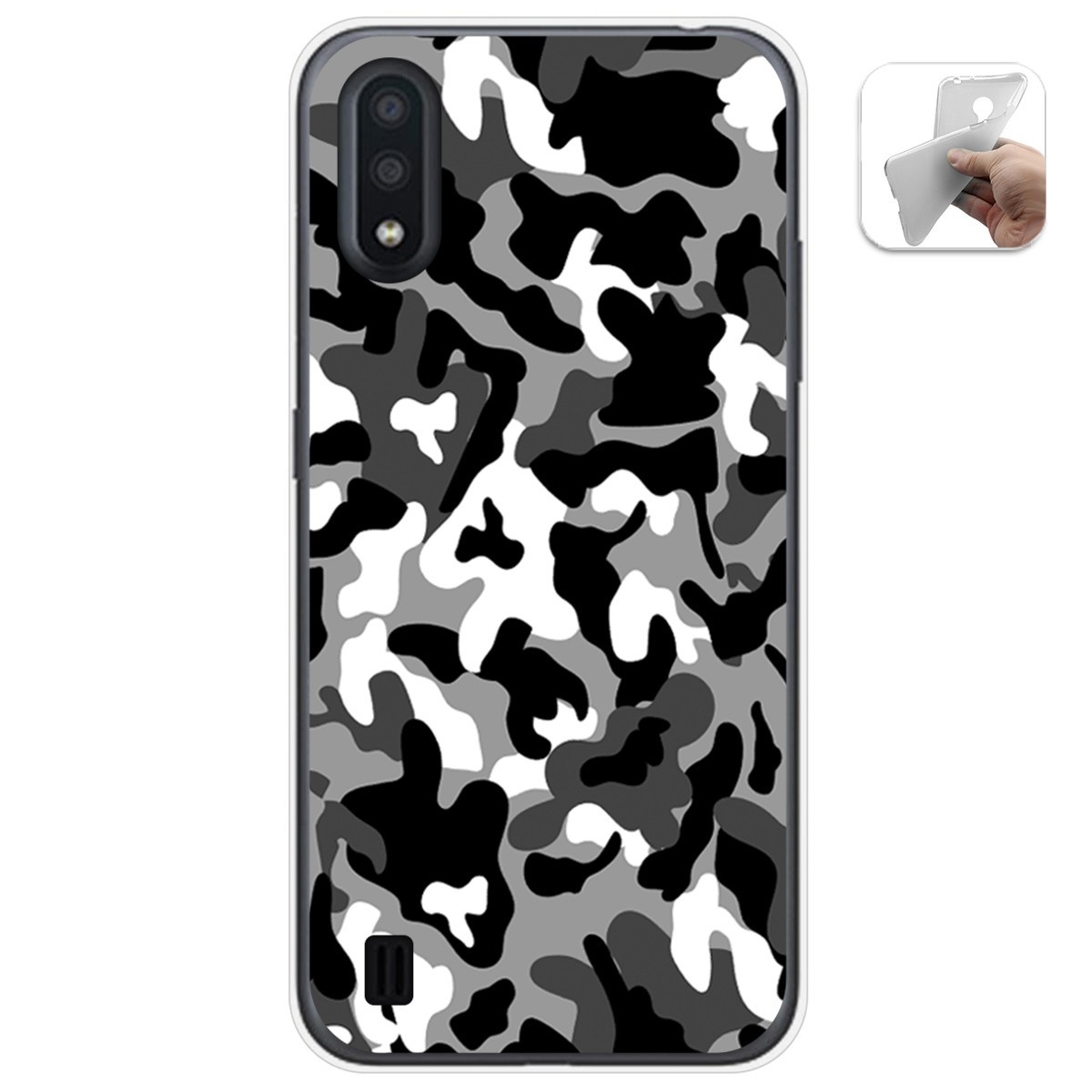 Funda Gel Tpu para Samsung Galaxy A01 diseño Snow Camuflaje Dibujos