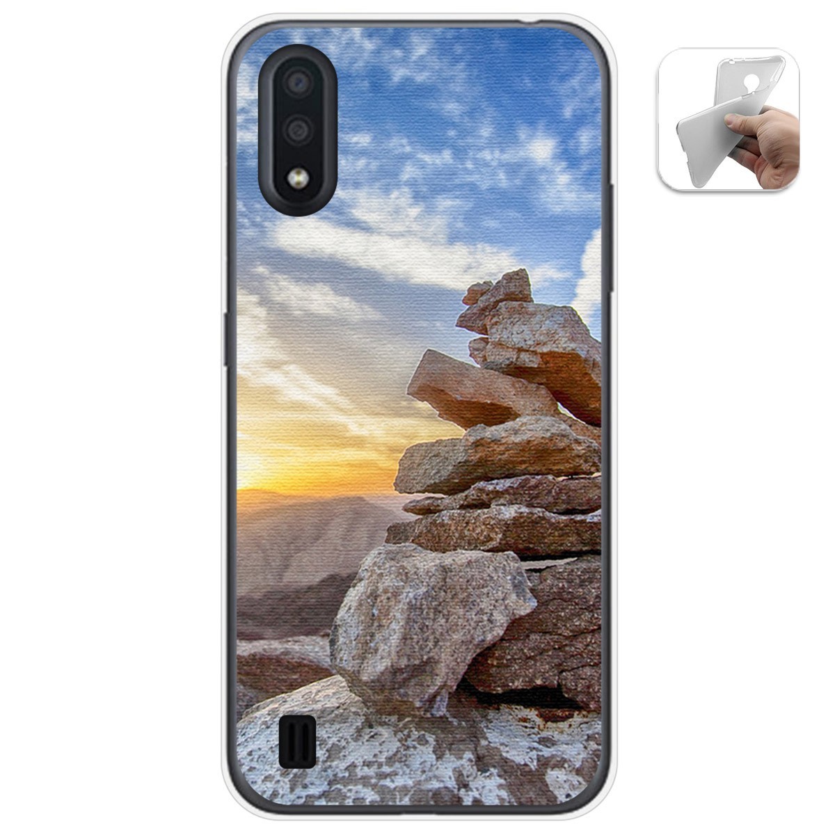 Funda Gel Tpu para Samsung Galaxy A01 diseño Sunset Dibujos