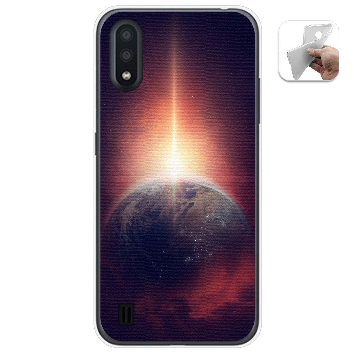 Funda Gel Tpu para Samsung Galaxy A01 diseño Tierra Dibujos
