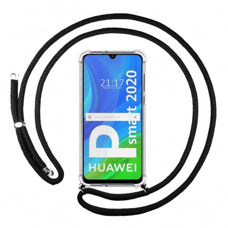 Funda Colgante Transparente para Huawei P Smart 2020 con Cordon Negro
