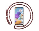 Funda Colgante Transparente para Samsung Galaxy A21s con Cordon Rosa / Dorado