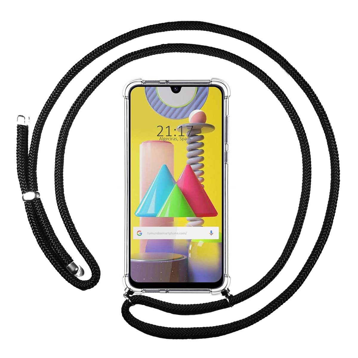 Funda Colgante Transparente para Samsung Galaxy M31 con Cordon Negro