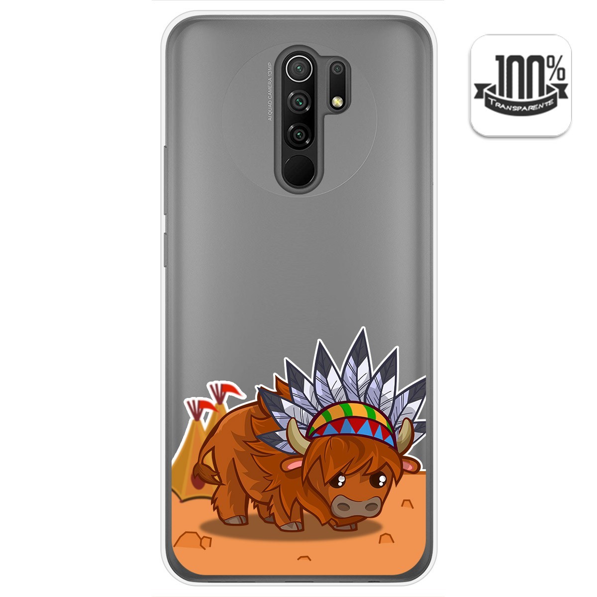 Funda Gel Transparente para Xiaomi Redmi 9 diseño Bufalo Dibujos