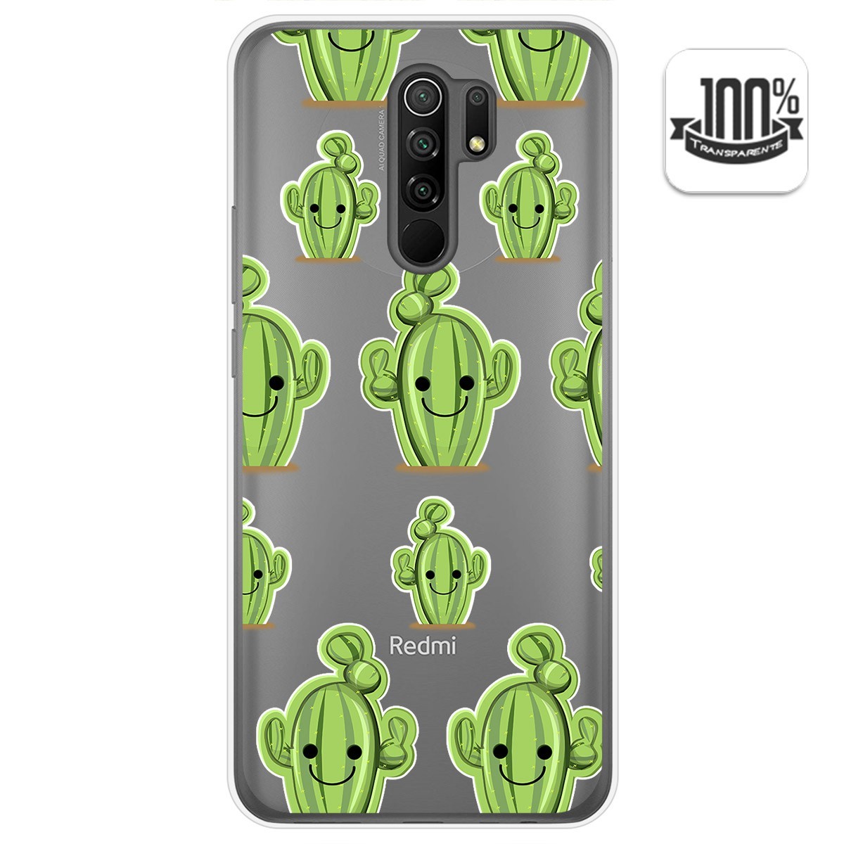 Funda Gel Transparente para Xiaomi Redmi 9 diseño Cactus Dibujos