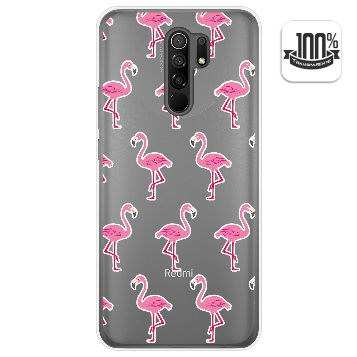 Funda Gel Transparente para Xiaomi Redmi 9 diseño Flamenco Dibujos